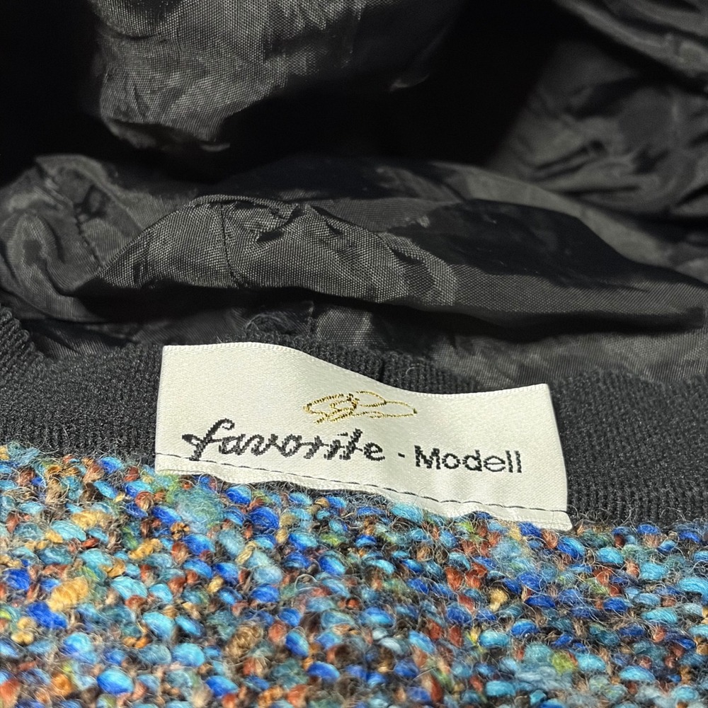 Favorite Modell Vintage Wool Tweed Bucket Hat Navy Blue Multi Color Cloche - Picture 3 of 5